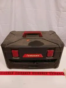 Husky Portable Tool Box with Socket & Wrench Set, Hard Plastic Case