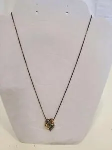 Gold Plated Sterling Silver Double Heart Pendant Necklace, CZ Stones, 18" Box Chain, 925 China
