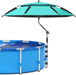 Above Ground Pool Umbrella 7.2 FT — Adjustable Outdoor Poolside Umbrella | UPF 50 Double-Layer Pool Shade Canopy for Backyard, Deck & Patio, Pool Accessories