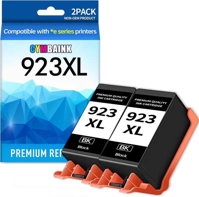 Twin Pack 923 923e 923XL Ink Cartridges Combo Pack with Chip Replacement for HP 923 923e Ink Cartridges for HP Printer OfficeJet Pro 8130e 8135e 8139e 8125e 8138e 8122e 8120 8124e 8130 (Black)