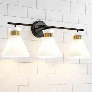 Brand New - 3-Lights Modern Vanity Lights for Bathroom Over Mirror, Black and Gold - Shipping Available