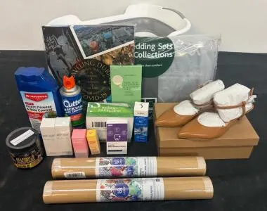 Mixed Lot: Waterproof Bedding Set, Women’s Heels, Foldable Laundry Basket, Wallpaper, Book