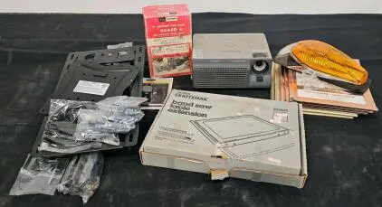 Mitsubishi SD105U DLP Projector 1500 Lumens SVGA 800x600, 2000:1 Contrast, Inputs: VGA/AV (Could Not Test), TV Wall Mount w/ Hardware, Craftsman Bandsaw Extension, 7" Molding and Dado Guard, Bike Light, Aged Brass Finish Light Switch Cover, Set of 5 Picture frames all 8"x10"
