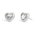 COACH Stone Heart Stud Earrings Crystal/Rhodium One Size