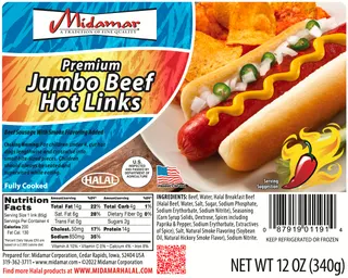 3 Pallets of Midamar Halal Beef Sausages