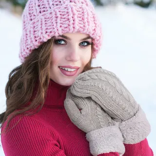 Women's Snowflake Winter Knit Mitten Gloves Snow mittens