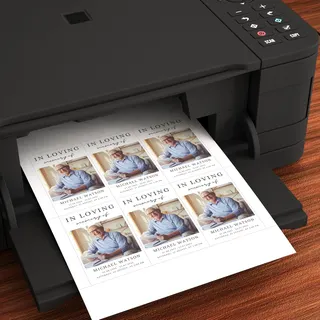 Printable Blank Memorial Cards for Funeral - 150 Prayer Cards (25 Sheets) - Thick 80lb Cover (White Matte Finish) - For Inkjet & Laser Printers - Quality Keepsake for Celebration of Life