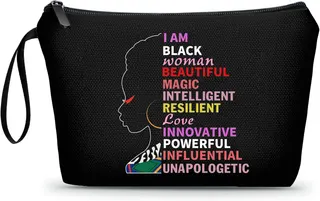 African American Black Girl Magic Makeup Cosmetic Bags for Purse Inspirational Big Little Sorority Gifts for Women Friend Her Female Sister Coworker Nurse Teacher Bestie lady