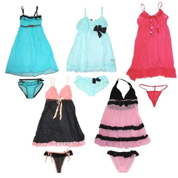 Sexy Women Sleepwear Babydoll Dress Lingerie Underwear Set, 30 Sets