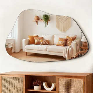 FICTOR Irregular Asymmetrical Wall Mirror, 36" x 24" Modern Decorative Mirror for Entryway, Bathroom, Bedroom, Living Room, Dining Room