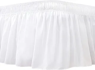 Wrap Around Bed Skirt Full Size Beds 19" Drop-Elastic Dust Ruffle White