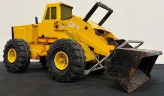 Vintage Tonka Mighty Loader Front-End Loader, Pressed Steel Toy, Yellow, XMB-975 Tires, 1970s USA