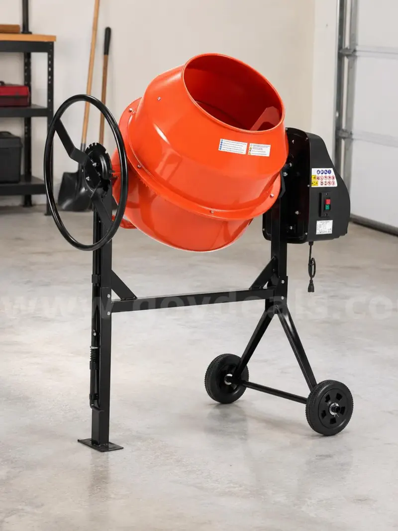 FREE SHIPPING New 4.9 Cu. Ft. Electric Cement Mixer with Stand and Wheels – 550W