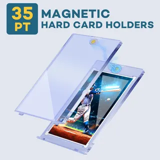 ZENOWICK 20ct Magnetic Card Holders, 35pt One Touch Card Holder | U-V Protection Hard Plastic Case for Trading Cards, Display Case for Sports, Baseball, Football, Game Cards