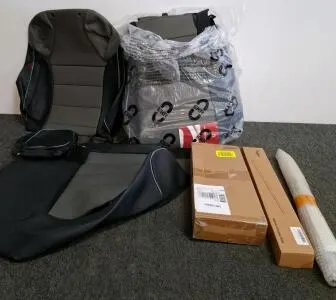 EKR Black & Gray Full Car Seat Cover Set, Automotive Synthetic Leather, Airbag Compatible, hood struts, power window regulator
