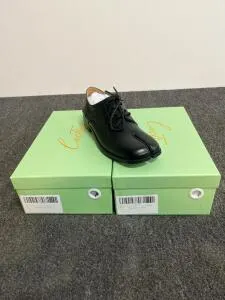 Cucloty Men’s Black Split-Toe Tabi Derby Dress Shoes, Size 7 US, Synthetic Patent Leather