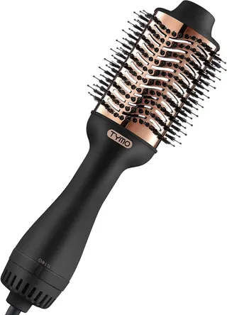 TYMO Hair Dryer Brush Blow Dryer Brush in One, 4 in 1 Ionic Hairdryer and Styler Volumizer with Oval Titanium Barrel, Hot Air Straightener for Smooth Frizz-Free Blowout, Gold, 2.85 Inch