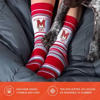 For Bare Feet Collegiate University Striped Dress Socks, One Size Fits Most Footwear for Men Women Youth, Game Day Apparel