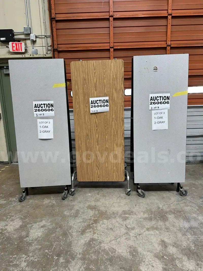 Lot of 3 Cafeteria Long Rolling Table