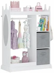 UTEX Kids Play Armoire With Mirror, Storage Bins, And Closet For Dress Up And Costumes