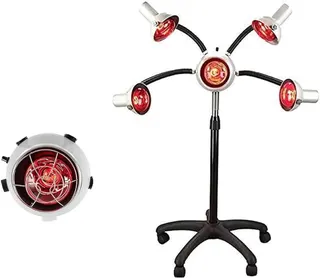 750W Infrared Heat Lamp Red Light,5 Head Portable Floor Hair Dryer Stand Up Color Processor Styling Perming Dryer Accelerator,Hairdresser Salon Barber Equipment