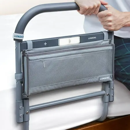 Lunderg Bed Rails for Elderly Adults Safety - with Motion Light & Storage Pocket - Railings for Seniors & Surgery Patients - The Bed Cane Fits Any Bed & Makes Getting in & Out of Bed Much Easier