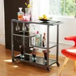 SEI Furniture - Holly & Martin Zephs Bar Cart - Grey - Iron Metal & Tempered Glass - Moder...