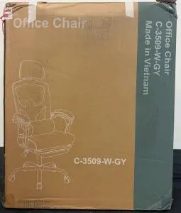 Ergonomic Office Chair C-3509-W-GY, Grey, Adjustable Headrest & Lumbar, 250 lb Capacity, Vietnam