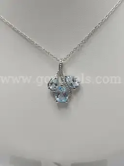 Ladies London Blue Topaz Sterling Silver Pendant Necklace