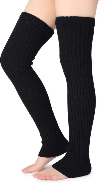 Pareberry Women's Winter Over Knee High Footless Socks Knit Warm Long Leg Warmers