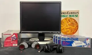 Dell 17" LCD Monitor, Logitech USB Headset, Noble House Game, 80 CD Cases, 4 Cap-M-Quik Kits, Binoculars