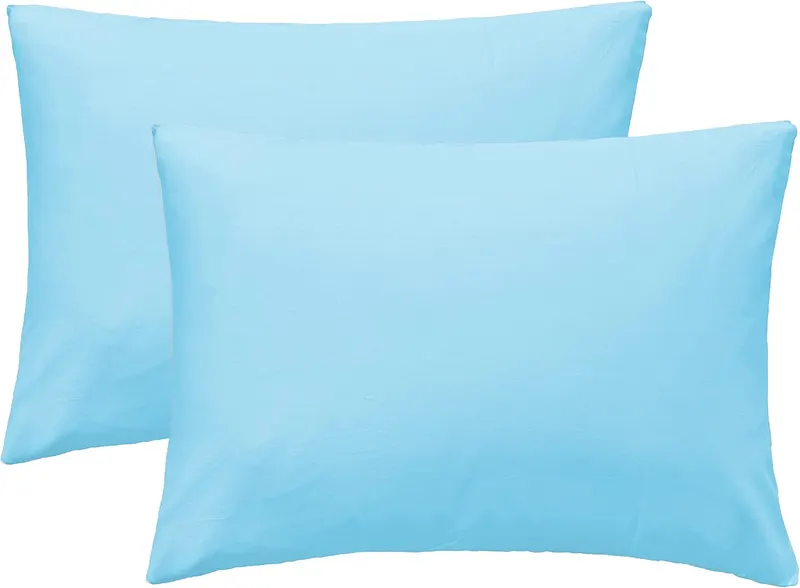 iMaylex Soft 100% Egyptian Cotton Zipper Closure Pillowcases, Cozy and Lightweight Pillow Case, Set of 2, Light Blue, Queen, 20" x 30"
