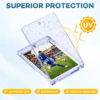 Magnetic Card Holders,One Touch Card Holder | U-V Protection Hard Plastic Case for Trading Cards, Display Case for Sports, Baseball, Football, Game Cards