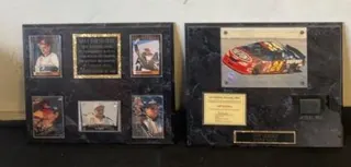 NASCAR Driver Memorabilia Plaques: Dale Earnhardt & Jeff Gordon, Race-Used Tire Sample