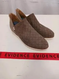 Dr. Scholl's Women's Taupe Slip-On Ankle Booties, Perforated Suede, Wedge Sole, Size Not Marked