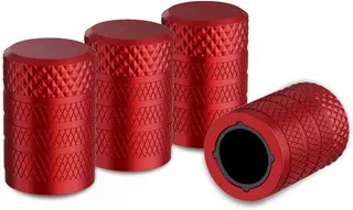 CKAuto Tire Valve Stem Caps, Aluminum Red, 4 Pcs/Pack