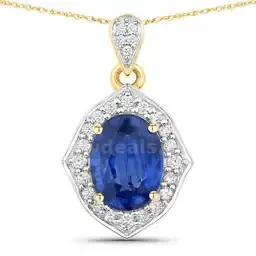 18K Yellow Gold Ceylon Blue Sapphire Diamond Pendant appraisal $7,080