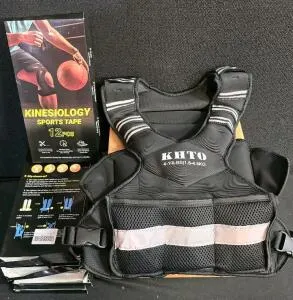 (2) KHTO Weighted Vest 4-10 lbs Adjustable; (8) 12 Packs Pre-Cut Kinesiology Sports Tape, Reflective