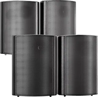 STUDIOFINIX 800W 6.5 Inch Outdoor Bluetooth Speakers Waterproof Wired with Multifunctional Amplifier Wall Mount Weatherproof Loudspeaker System for Patio Garden Poolside Home(4 Speakers,Black)