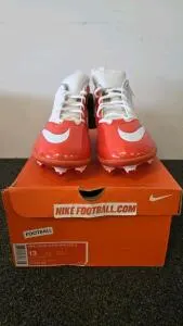 Nike Lunar Superbad Pro D Football Cleats, Size 13 US, White/Orange, New In Box