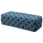 Meelano Tufted Ottoman, Navy Performance Velvet