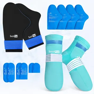 ‼️may be missing items ‼️SuzziPad Cold Socks & Hands Ice Pack for Chemo Must Haves, Blue, L | Removable Gel Packs, Adjustable Straps, Dual-Layer Gloves & Foot Ice Pack Wraps For Chemo, Arthritis & Neuropathy Relief