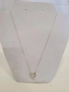 Sterling Silver Heart Pendant Necklace with 0.75 ct Round Cubic Zirconia, 18" Chain