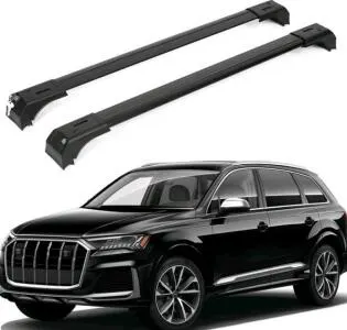 Black Roof Rack Cross Bars With Locks For Audi Q7 2017–2023, Aluminum, Incl. Mounts & Instructions (O)
