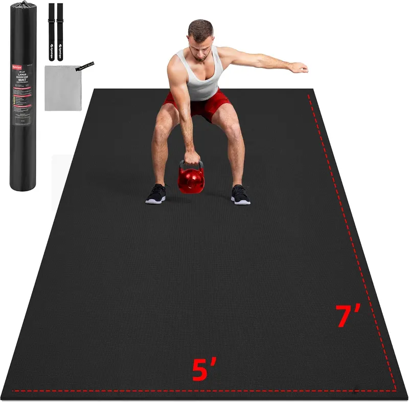 GymCope Extra Large Exercise Mat 10'x6'/9'x6'/8'x6'/7'x5'/6'x4' (8mm) | Thick Workout Mat for Home Gym & Garage Flooring, Shoe-Friendly, High-Density, MMA, HIIT, Weight Lifting, Cardio&Strength