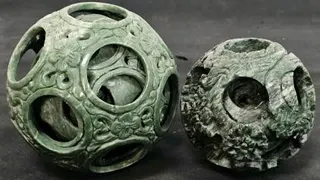 Hand-Carved Green Stone Puzzle Balls, 3-4 Layers, 3" and 4-5" Diameters