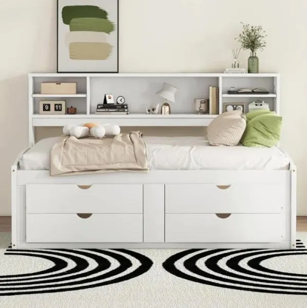 Furniture- Grovelane Daybed With 2 Bedside Cabinets, Latitude Run Sleeper Sofa