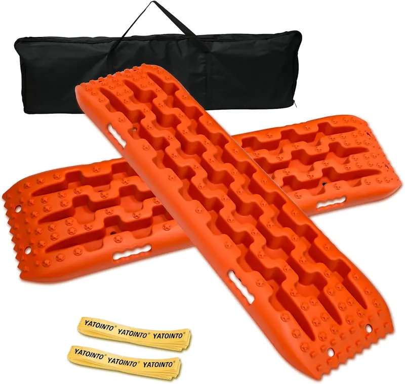 YATOINTO Off-Road Traction Boards, Recovery Boards for 4WD Mud,Sand,Snow,Rock Tracks.4X4 Pair Recovery Tracks Tire Traction Mats with 2 Straps&Storage Bag for RV Truck Jeep SUV,Orange