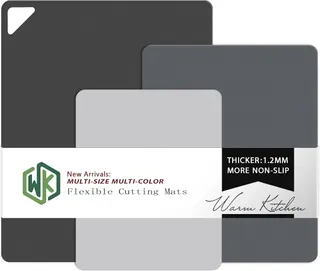 WK Flexible Plastic Cutting Boards Mats for Kitchen, Flexible Non Slip Cutting Mat, Thin Cutting Sheets, BPA Free, Dishwasher Safe, Multi Sizes