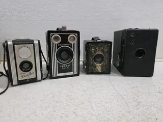 Kodak Brownie Target Six-16 & Duaflex Vintage Box Cameras, Made in USA & England, 1940s-50s